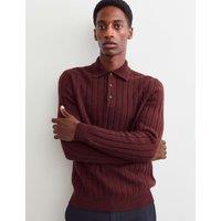 JAEGER Cashmere Rich Textured Polo Shirt Dark Burgundy
