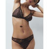 M&S Luna Spot Lace Brazilian Knickers Dark Brown