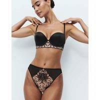 M&S Isabella Embroidered Mesh High Leg Knickers Black