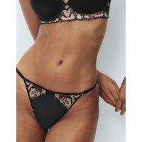 M&S Isabella Embroidered Mesh Brazilian Knickers Black