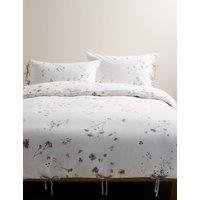 M&S Pure Cotton Pressed Floral Print Bedding Set Grey Mix