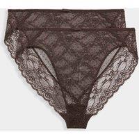 M&S 2 Pack Ida Lace Sequin High Leg Knickers Dark Brown