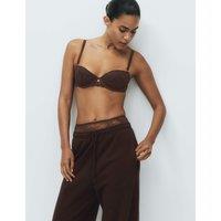 M&S Ida Padded Lace Sequin Wired Balcony Bra A-E Dark Brown