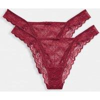 M&S 2 Pack Ida Sequin Mesh & Lace Miami Knickers Wine