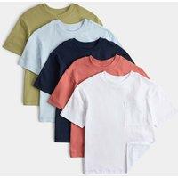 M&S 5 Pack Pure Cotton T-Shirts (2-8 Yrs) Multi