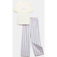 M&S Cotton Rich Do Not Disturb Pyjamas (5-16 Yrs) Ecru Mix