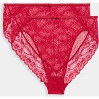 M&S 2 Pack Ida Lace High Waisted High Leg Knickers Red