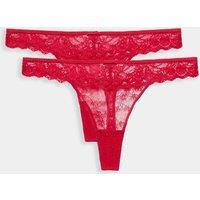 M&S 2 Pack Ida Lace Thongs Red