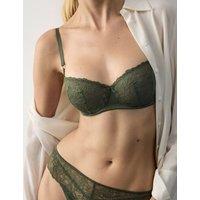 Autograph Lace with Silk Wired Balcony Bra A-E Dark Khaki