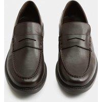 M&S Leather Slip On Loafers Dark Brown