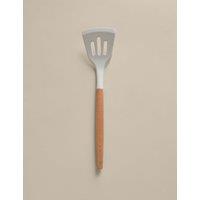 M&S Silicone and Wood Slotted Turner White Mix