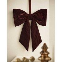 M&S Velvet Hanging Bow Decoration Brown
