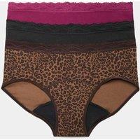 M&S 3 Pack Heavy Absorbency Period Knicker Shorts Brown Mix