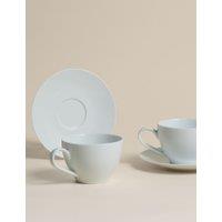 M&S Set of 2 Burford Porcelain Cappuccino Cups & Saucers White