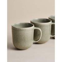 M&S Set of 4 Henley Stoneware Mugs Green