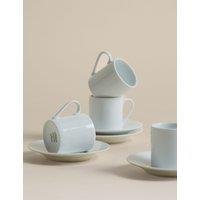 M&S Set of 4 Burford Porcelain Espresso Cups & Saucers White