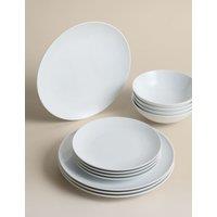 M&S 12 Piece Burford Coupe Dinner Set White