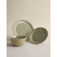 M&S 12 Piece Southwold Stoneware Dinner Set Green