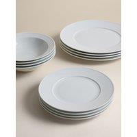 M&S 12 Piece Burford Porcelain Dinner Set White