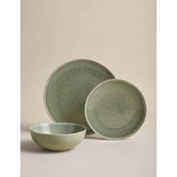 M&S 12 Piece Henley Stoneware Dinner Set Green