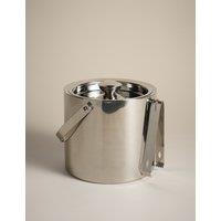 M&S Metal Ice Bucket with Tongs Silver