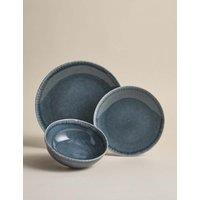 M&S 12 Piece Henley Stoneware Dinner Set Blue