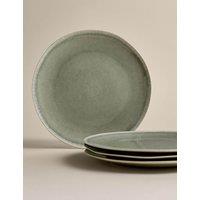 M&S Henley Stoneware Dinner Plate Set Of 4 Green