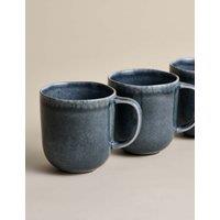 M&S Set of 4 Henley Stoneware Mugs Blue