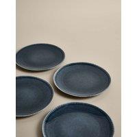 M&S Henley Stoneware Dinner Plate Set Of 4 Blue