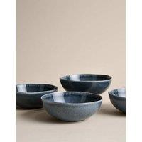M&S Set of 4 Henley Stoneware Cereal Bowls Blue