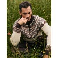 JAEGER Alpaca Blend Fair Isle Half Zip Jumper Natural Mix