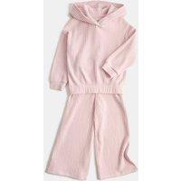 M&S 2 Piece Cosy Ribbed Hooded Outfit (2-10 Yrs) Soft Pink