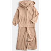 M&S 2 Piece Cosy Ribbed Hooded Outfit (2-10 Yrs) Camel