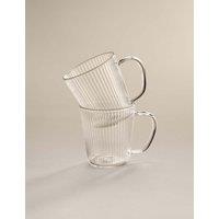 M&S 2 Pack Ribbed Glass Espresso Mugs Clear
