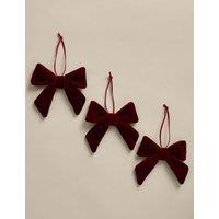 M&S 3 Pack Velvet Bows Red
