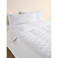 M&S Sateen Seersucker Checkerboard Bedding Set White