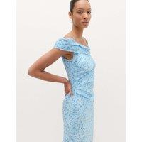 M&S Lyocell Rich Floral Midi Dress Blue Mix