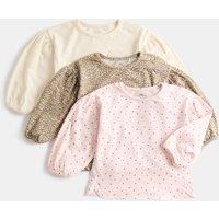 M&S 3 Pack Pure Cotton Printed Tops (0-5 Yrs) Multi