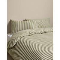 M&S Cotton Blend Simple Stripe Bedding Set Fern