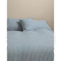 M&S Cotton Blend Simple Stripe Bedding Set Slate Blue