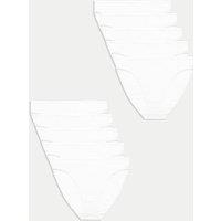 M&S 10 Pack Cotton Lycra High Leg Knickers White