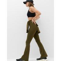 Goodmove Essential High Waisted Flared Leggings Dark Khaki