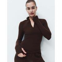 M&S Heatgen Maximum Thermal Funnel Neck Top Bitter Chocolate