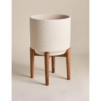 M&S Large Reactive Glaze Ceramic Plant Pot Neutral