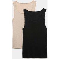 M&S 2 Pack Thermal Pointelle Built Up Shoulder Vest Black Mix