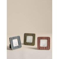 M&S Set of 3 Ceramic Textured Line Photo Frames Multi