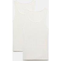 M&S 2 Pack Thermal Pointelle Built Up Shoulder Vest White