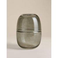 M&S Medium Glass Oval Band Vase Smoke