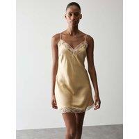 Autograph Satin Strappy Lace Detail Chemise Dark Calico
