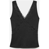 Per Una Jersey V-Neck Lace Insert Cami Top Black